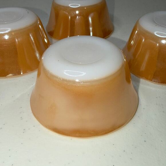 FIRE-KING Peach Luster 6oz Custard Cups #424” Scalloped Edge Set of 4 - Picture 3 of 7